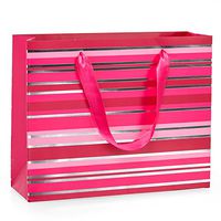 12ea - 10 X 3-1/8 X 7-7/8 Hot Pink Metallic Stripes Eurot Gusset - 3 1/8"