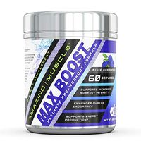 Amazing Muscle Max Boost- Advanced Pre-Workout Formula with Caffeine Anhydrous, AAKG, Bioperine, Creatine Monohydrate and More- Supports Increased Workout Intensity - 60 Servings (Blue Raspberry)