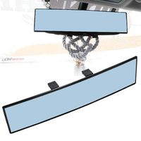 iJDMTOY Universal Fit JDM 300mm 12-Inch Wide Anti-Glare Blue Tint Curve Convex Clip On Rear View Mirror Compatible With Car SUV Van Truck, etc