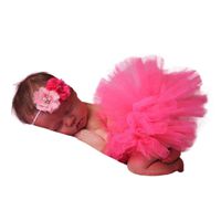 Sunbona Newborn Photography Props,Baby Girl Photo Prop Lace Tutu Skirt Dress Headband Outfit Clothes Set (E)