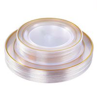 IOOOOO Gold Plastic Plates 60 Pieces, Disposable Gold Plates, Crystal Plastic Party Plates Includes: 30 Dinner Plates 10.25 Inch and 30 Salad Plates 7.5 Inch