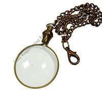 Round Magnifier -World Antique Look Vintage Old Style Brass Magnifying Glass - Pendant/Keychain