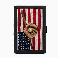 Perfection In Style Black Color Metal Cigarette Case Vintage Baseball Design 002
