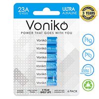 VONIKO Alkaline Battery 23 A - Ultra 23A Battery 6 Pack - Long Lasting 12 Volt A23 Battery for Doorbells and Power Remote, 3 Years Shelf Life
