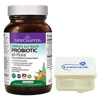 New Chapter Probiotic All-Flora with Prebiotics, Postbiotics, Non-GMO, Dairy Free - 60 ct Bundle with a Lumintrail Pill Case