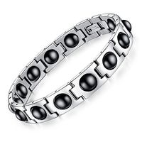 MONIYA Stainless Steel Health Care Magnetic Stone Bracelet for Men Women Unisex Length Adjustable
