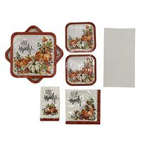 DuraCasa Thanksgiving Plates - Service For 20 - Give Thanks Thanksgiving Paper Plates - Includes Dinner Plates, Dessert Plates, Guest Towel Napkins, Dinner Napkins, and TableCloth - Fall Themed