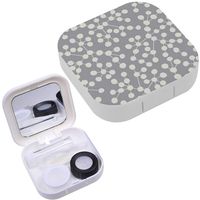 Portable Contact Lens Case Box Travel Kit Mirror + Bottle + Tweezers Container Holder [ Connected Circles On Blue ]