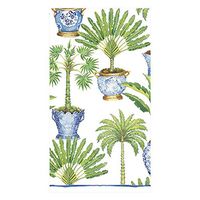 Caspari Potted Palms Paper Guest Towel Napkins in White, Two Packs of 15