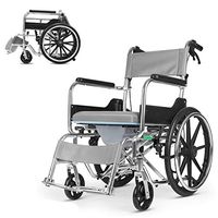 Shower Wheelchair Over Toilet with Commode - Bathroom Mobile Chair Commode - Sturdy Foldable Aluminum Frame Padded Seat Backrest with Handbrakes - Padded Toilet Seat