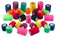 2 Inch Vet Wrap Tape Self Adhesive Medical Bandage Free Bonus Rolls (Assorted Colors) (22 Pack Plus 2 Free Rolls) Self Adherent Cohesive First Aid Sport Flex Wrist Ankle Knee Sprains and Swelling