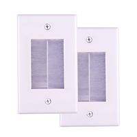 Brush Wall Plate with Mounting Wings Easy to Mount Soft Brush Bristles Protection cables, Wall Outlets for Home Theater HDMI Cables/Coaxial cables and More, White (2 Packs)