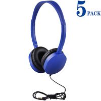 5Pack Kids Headphones/Earbuds/Earphones for Classroom, HONGZAN Bulk Headphones for School Classroom, Libraries, Museums, Laboratories, Students and Adults (Blue)