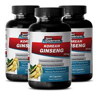 Ginseng Extract Powder - Korean Ginseng 350mg - Natural Korean Ginseng Herbal Enhancement to Boost Testosterone and Increase Sexual Desire (3 Bottles 180 Capsules)