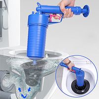 Xisheep , New Pressure Pump Cleaner Unclogs Toilet Hand Powered Plunger Set Cleaning Supplies Home Decorations, for Home DIY Day Blue
