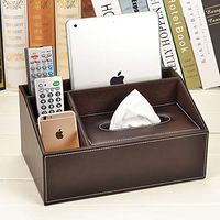 T-ZJHC Multi-Function Tissue Box Living Room Coffee Table Paper Remote Control Storage Box Creative Simple and Lovely, Brown Cowhide