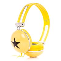 RockPapa Stereo Over Ear Star Wired Headphones Adjustable Earphones for Kids Childs Boys Girls Adults / MP3 MP4 DVD Phones Tablets Computer Yellow