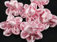 20pcs Ribbon Buns Flower Bows Appliques Wedding DIY Craft Upick (Pink)