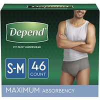 Depend FIT-FLEX Incontinence Underwear for Men, Maximum Absorbency, Disposable, S/M, Grey, 46 Count
