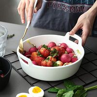 Bowl Large Creative Binaural Fruit Salad Bowl Home Japanese Tableware Ceramic Soup Bowl Noodle Boiled Fish Big Bowl Soup Bowl Household tableware, retro bowl (Color : White, Size : 239CM)