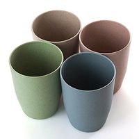 CoCocina 4 Colors Bathroom Wheat Straw Tooth Brush Holder Cup Wash Gargle Suit Bathroom Accessories -Blue