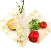 Reusable Beeswax Wraps 3 Pack, Reusable Food Storage Wrap Set, Washable Covers for Fruits, Vegetables, Sandwiches in Small, Medium, Large Sizes