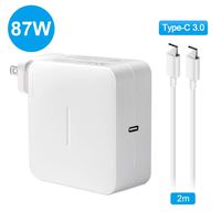 87W USB-C Power Adapter Charger PD Fast Wall Charger with 6.5Ft USB-C to USB-C Cable Compatible with MacBook Pro 15 inch,13 inch,12 inch, Lenovo, Asus, Acer,Dell,Huawei,HP Laptop and All USB-C Devices
