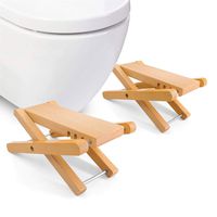 2PCS Adjustable Bamboo Potty Stool Chair Four gear Adjustable for Adults Potty Step Stool for Toilet Posture and Healthy