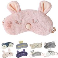 Cute Sleeping Eye Mask Plush Blindfold Travel Sleep Masks Super Soft Eye Cover for Kids Girls and Adult (D-Pink Rabbit),Pack of 1