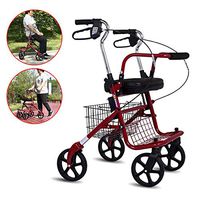 GJNWRQCY Aluminium Four Wheeled Rollator Walking Frame with Locking Brakes, Rest Seat, Detachable Tray Basket