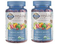 MyKind Organics Men's Multi Whole Food, Organic Vitamin Chews in Delicious Organic Berry (120 Vegan Gummy Drops) Pack of 2