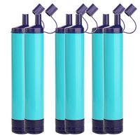 WakiWaki Straw Filter, Straw Water Filter, Hiking Water Purifier, Camping Straw Filter for Backpacking, Drinking Water in Survival Situation - Blue - 6Pack