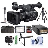Sony PXW-Z190 Compact 4K 3-CMOS 1/3-type Sensor XDCAM Camcorder - Bundle with Video Bag, 128GB SDXC U3 Card, Video Tripod, Video Light, Shotgun Mic, Spare BP-U90 Battery, Monopod, and More