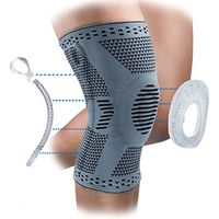 Knee Compression Sleeve with Patella Gel Pads for Women & Men Knee Brace with Side Stabilizers Knee Support for Meniscus Tear, Knee Pain, Arthritis, Running (Gray_1 Pack, Medium)