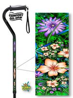 Aluminum Adjustable Walking Cane with Gel Grip Handle Hibiscus Passion Flower