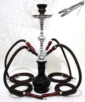 4 hose 20" Black Hookah shisha nargila narguile nargile glass water huka hoses