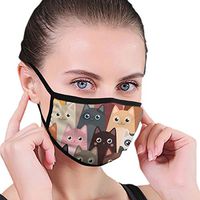 Unisex Face Mask Hipster Colorful Cat Kitten Washable Reusable Print Masks for Men and Women Black