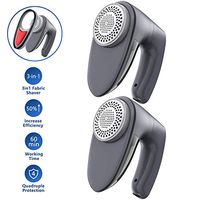 POPCHOSE Fabric Shaver, 2 pcs Rechargeable Lint Remover with 6-Blades and Electrostatic Brush, Effectively and Quickly Remove Fuzz for Clothes, Sweater, Couch, Blanket, Curtain, Socks, Wool