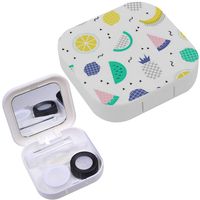 Portable Contact Lens Case Box Travel Kit Mirror + Bottle + Tweezers Container Holder [ Cute Summer ]