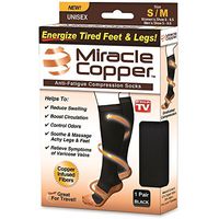 Miracle Copper Socks (Extra Firm) by Ontel (Small/Medium, 2 Pairs)