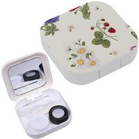 Portable Contact Lens Case Box Travel Kit Mirror + Bottle + Tweezers Container Holder [ Flowers ]