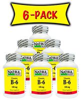 Nat-rul Health B-6 100mg 100 Tablets (6 Pack)