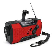 G G-WEI Hand Crank Portable Radio,Solar Crank, NOAA/USB Charging Powered/FM/AM/WB/SOS Alert Radios with Reading Lamp and 2000mAh Power Bank,for Emergency (Red)