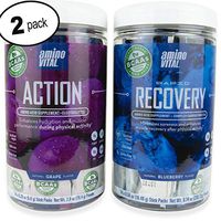 Amino VITAL Action + Rapid Recovery Bundle - Fermented Vegan BCAAs Amino Acid Powder | Intra & Post Workout | Fight Muscle Fatigue & Boost Muscle Repair | Grape & Blueberry Flavors | 2 Canisters