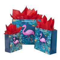 Flamingo Gift Bags (12 Pack) Assorted Gift Bags with Tissue Paper | Party Favor Bags Welcome Gift Bags Thank You Bags
