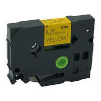 QPMY 1 Pack Compatible for Brother P-Touch Laminated Tze Tz Label Tape Cartridge 6mm x 8m (TZe-S611 Extra Strength Black on Yellow)