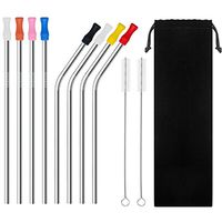 Set of 8 Stainless Steel Drinking Straws(10.5 inch)and Silicone Silencers,For 30 oz Tumblers