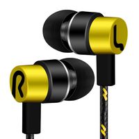 Tuscom Universal 3.5mm in-Ear Stereo Wired Earbuds Earphone with 1.2M Knitted Cable,Built-in Hands-Free Microphone, (A Style:Yellow)