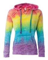 MV Sport W1162 Women's Courtney Burnout V-Notch Sweatshirt Rainbow Stripe 2XL