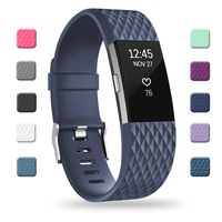 POY Replacement Bands Compatible for Fitbit Charge 2, Special Edition Adjustable Sport Wristbands, Large Navy